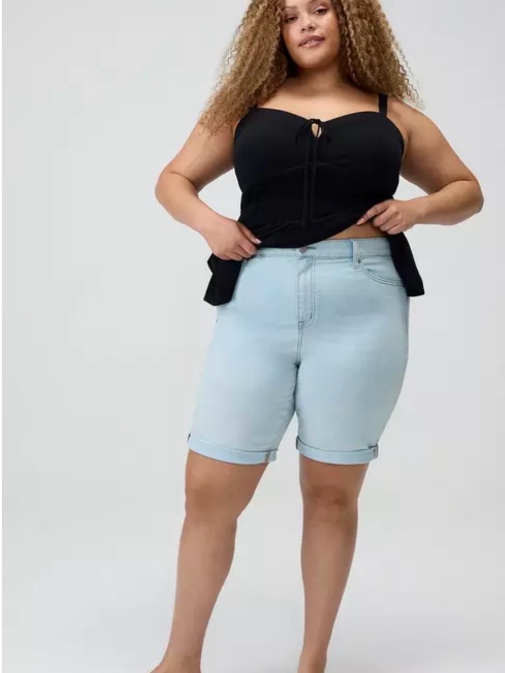torrid Light Blue Denim Plus Size Bermuda Shorts